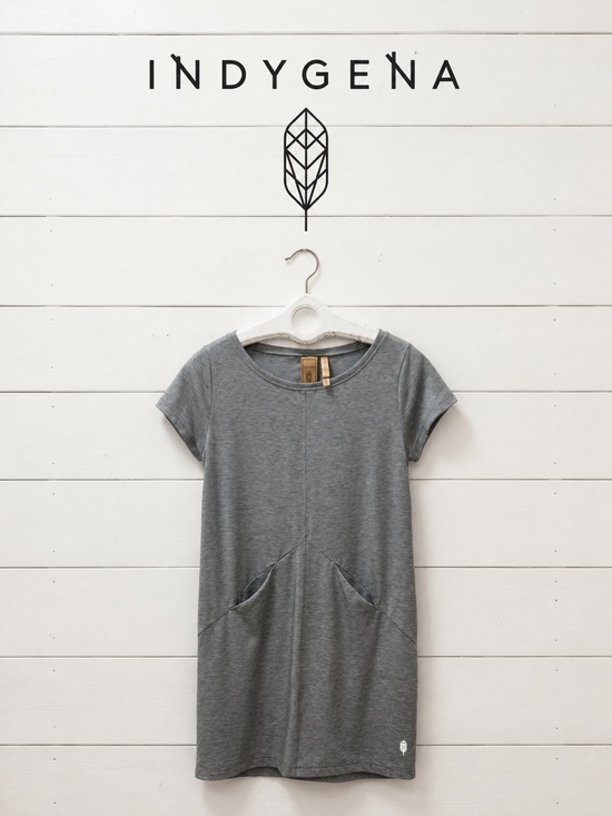 Indygena Dresses & Skirts - Indygena / Indyeva Grey Short-Sleeve Dress – Size M